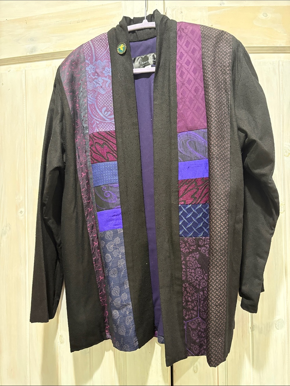 Anna Brown Women's Black Kimono Patchwork  Jacket
